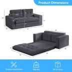 Mjkone Divano letto futon convertibile 2 in 1 da 180 cm, in tessuto a coste, pieghevole, con bottoni trapuntati, divanetto salvaspazio