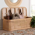 Panca contenitore in rattan naturale Bali & Pari Ishana Naturale/Bianco: Rivestimento in poliestere, telaio in compensato, nessun montaggio richiesto