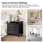 Giorgio 3 - Comodino con 3 cassetti e prese integrate, set da 2|HULALA HOME