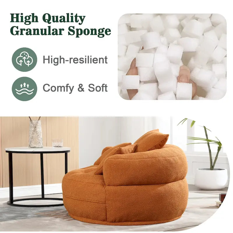 Divano Pigro Rotondo – Bianco/Blu/Grigio/Giallo/Arancione/Rosso Rosa/Blu Marino/Verde, Posto Singolo e Coppia
