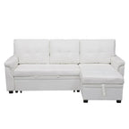 Divano componibile convertibile reversibile con letto estraibile, chaise longue con contenitore nascosto e gambe durevoli