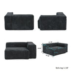 Divano componibile modulare grande, rivestimento in velluto a coste, a U, a 4 posti, con 2 pouf e 5 cuscini