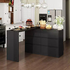 Credenza/Mobile Buffet Intelligente Girevole/Allungabile con 6 Cassetti, Piano d'Appoggio Estensibile, Tappetino Antiscivolo, Tavolo da Pranzo Girevole, Dispensa ad Isola per Cucina