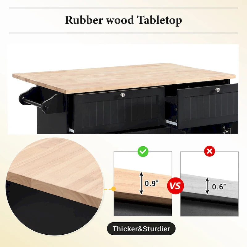 Set da isola per cucina TOPMAX con anta a ribalta e 2 posti a sedere, set tavolo da pranzo con ripiano regolabile, cassetti e portasciugamani