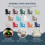 Polytrends Laguna Sedia Adirondack Pieghevole da Esterno per Patio Resistente allo Sbiadimento e alle Intemperie