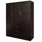 Palace Imports Armadio a 3 ante Cosmo 100% legno massello con ante in legno massello o a specchio
