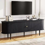 Mobile TV AMERLIFE 70 con gambe in legno massello, Consolle TV moderna di metà secolo con anta a tamburo