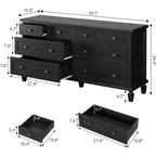 Comò a 8 cassetti per camera da letto, mobile TV vintage da 150 cm con maniglie intagliate e gambe affusolate, cassettiera in legno con grande capacità di archiviazione
