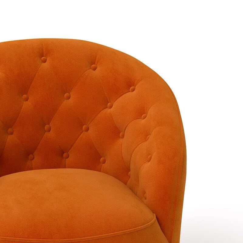 Poltrona a botte SEYNAR moderna girevole a 360 gradi, rivestita in velluto, con schienale trapuntato a bottoni, set da 2
