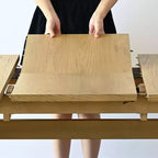 Set da pranzo da 7 pezzi, tavolo allungabile 78-96 con base a cavalletto e sedie imbottite con gambe in legno massello-Panipeachy