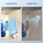 Condizionatore portatile da 10000 BTU, climatizzatore domestico con telecomando per ambienti fino a 42 mq, funzioni 3-in-1/timer 24 ore/ruote piroettanti