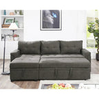 Divano componibile convertibile reversibile con letto estraibile, chaise longue con contenitore nascosto e gambe durevoli