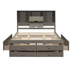Letto a piattaforma Queen Size con ripiano portaoggetti e 8 cassetti, facile da montare