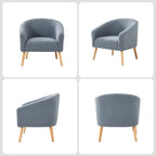 Poltrona Sheila Modern 30 W Boucle con gambe in legno massello, set da 2 di HULALA HOME