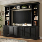 Set da parete per centro di intrattenimento a 4 pezzi con ponte per TV fino a 70 pollici, mobile TV con ripiani regolabili, console multimediale grande