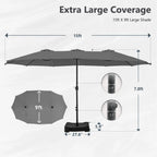 MAISON ARTS Ombrellone Doppio da 4,5 m, Extra Large, per Patio, con Base Inclusa
