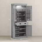 Mobile credenza da cucina da 71" con luci a LED, 6 ante con ripiani, un cassetto e 4 ripiani regolabili