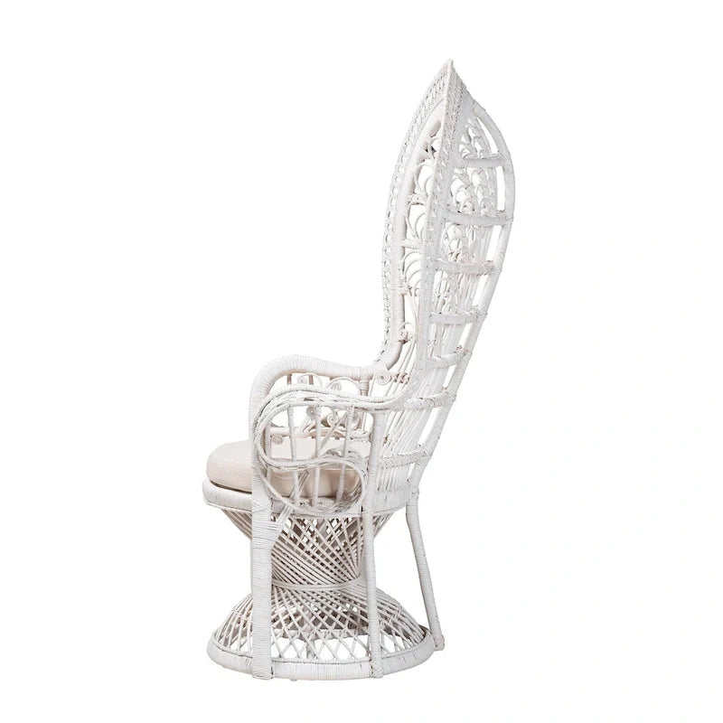 Sedia Kallima Pavone in Rattan Naturale Bianco Bohemien Moderno