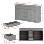 59.1'' Credenza Buffet Bianco Laccato Moderno Metà Secolo Contemporaneo