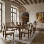 Set da Pranzo Moderno - Tavolo 80" + 6 Sedie Imbottite, Struttura in Legno Massello, Capacità Tavolo 400 libbre, Facile Montaggio