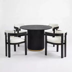Christopher Knight Home Shankar, set da pranzo moderno da 5 pezzi con tavolo rotondo e sedie imbottite in legno di caucciù