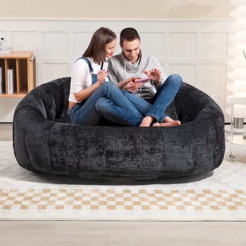 GDFStudio - Divano Pigro a 2 Posti Laurel Chenille con Schiuma ad Alta Densità e Comfort Extra Large