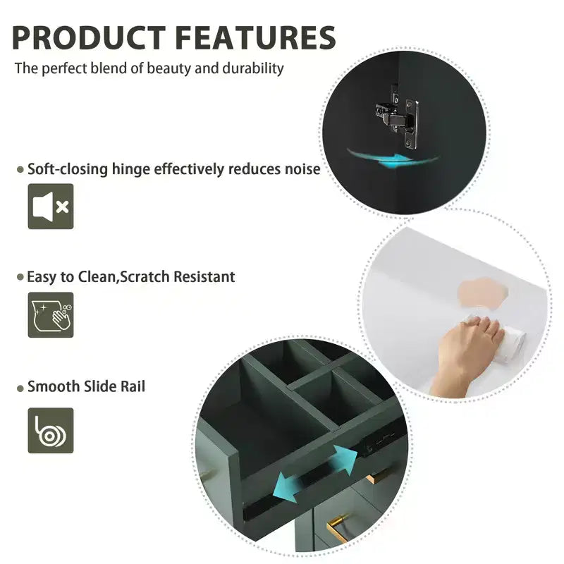 Mobile bagno 30 pollici con lavabo singolo, armadietto e 3 cassetti – Nero / Blu / Verde / Indaco / Bianco
