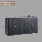 Credenza a Buffet da Cucina con 4 Ante e Ripiani, Credenza Moderna Grande, Mobile Contenitore per Bar Caffè da 66 Pollici