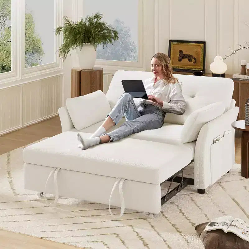 Dyonery Divano Letto Convertibile 3-in-1, Divano Letto Estraibile con Tasca Laterale e Schienale Regolabile, Montaggio Senza Attrezzi, Divanetto Pieghevole