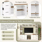 ModernLuxe Mobile TV da Parete 4 in 1 per Stile Rustico, Adatto a TV Fino a 70 Pollici, Consolle Multimediale con Ripiani Regolabili e Cassetti