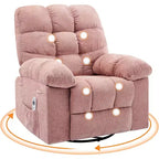 Poltrona Reclinabile Massaggiante con Calore - Girevole a 360°, Dondolo, Divano Singolo Oversize con Vibrazione, USB e Tasche Contenitore per Soggiorno/Camera da Letto