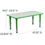 Set Tavolo Attività Rettangolare Regolabile in Altezza in Plastica Emma and Oliver 23.625"W x 47.25"L con 6 Sedie