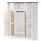 Armadio Guardaroba a 8 Ante di Grande Capacità, Alto 180 cm, con Asta Appendiabiti, Ripiani Regolabili e Ante Decorative in Rattan