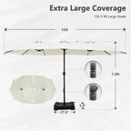 MAISON ARTS Ombrellone Doppio da 4,5 m, Extra Large, per Patio, con Base Inclusa