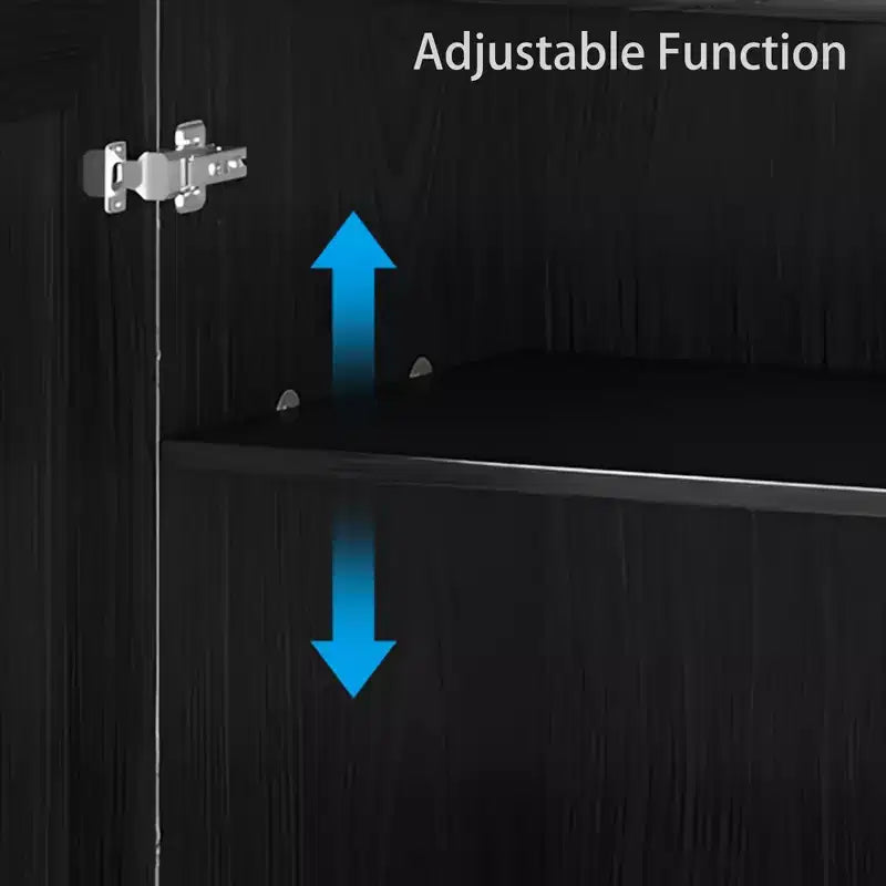 Armadio decorativo con 12 ripiani da 157 cm in vimini nero ad alta venatura del legno