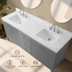 Mobile lavabo doppio Vanity Art 72 per bagno con piano in marmo composito