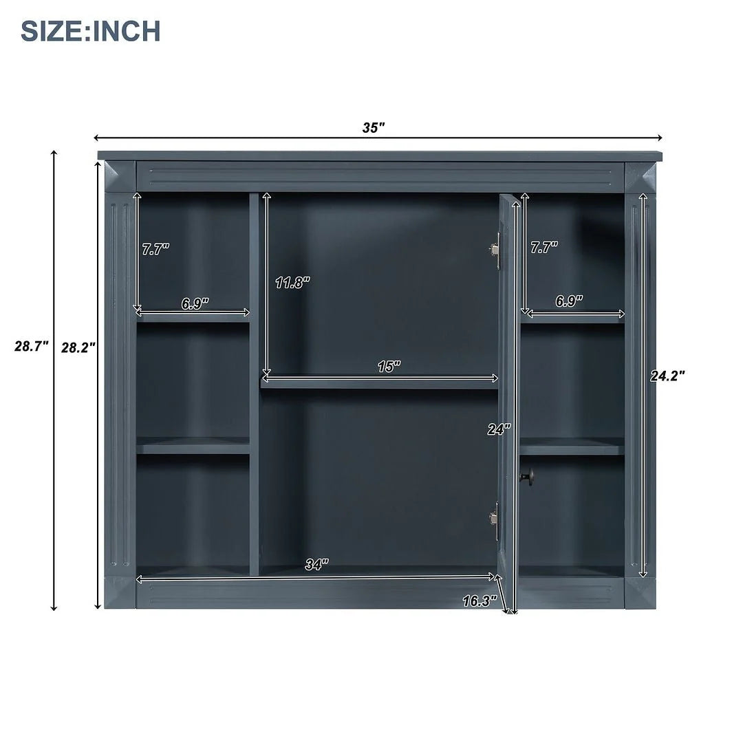 Mobile Bagno Moderno da 90cm con Lavabo Integrato e Specchiera, 2 Ante e 2 Cassetti