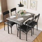 Set da pranzo rettangolare per 4 con sedie imbottite