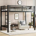 Letto a soppalco in metallo salvaspazio con doppia scaletta e ringhiere, nero - ModernLuxe
