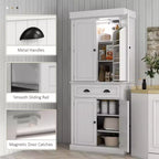 Mobile credenza da cucina da 71" con luci a LED, 6 ante con ripiani, un cassetto e 4 ripiani regolabili