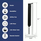 Costway Raffrescatore Evaporativo 3-in-1 Ventilatore a Torre Portatile da 41'' Umidificatore