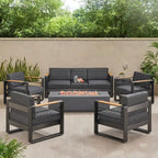 Set da conversazione per 7 persone con focolare Giovanna Outdoor in alluminio di Christopher Knight Home