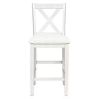 Set da pranzo Homy Casa 5 pezzi, tavolo e sedie altezza bancone con mensole, bianco e noce, stile moderno rustico
