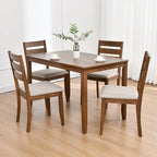 Sedie da pranzo in legno con schienale a doghe, set da 4