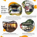 EROMMY Gazebo a tetto rigido, Pergola da esterno con doppio tetto, zanzariere e tende, Tenda da sole resistente per patio, cortile, feste in piscina