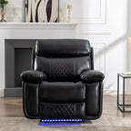 Divano reclinabile elettrico con caricabatterie wireless, luce di lettura, luce LED per soggiorno, similpelle, porta AC/USB, portabicchieri, nero