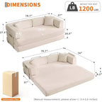 Divano Letto Convertibile 5-in-1, Divano Letto Modulare in Velluto a Coste da 78,8 Pollici con Struttura Robusta, Futon Multifunzionale per Piccoli Spazi, Soggiorno e Camera degli Ospiti