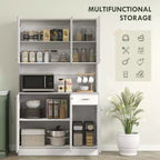 71 Armadio dispensa da cucina, mobile contenitore alto con supporto per microonde, credenza da cucina moderna, 3 ripiani regolabili per soggiorno, sala da pranzo