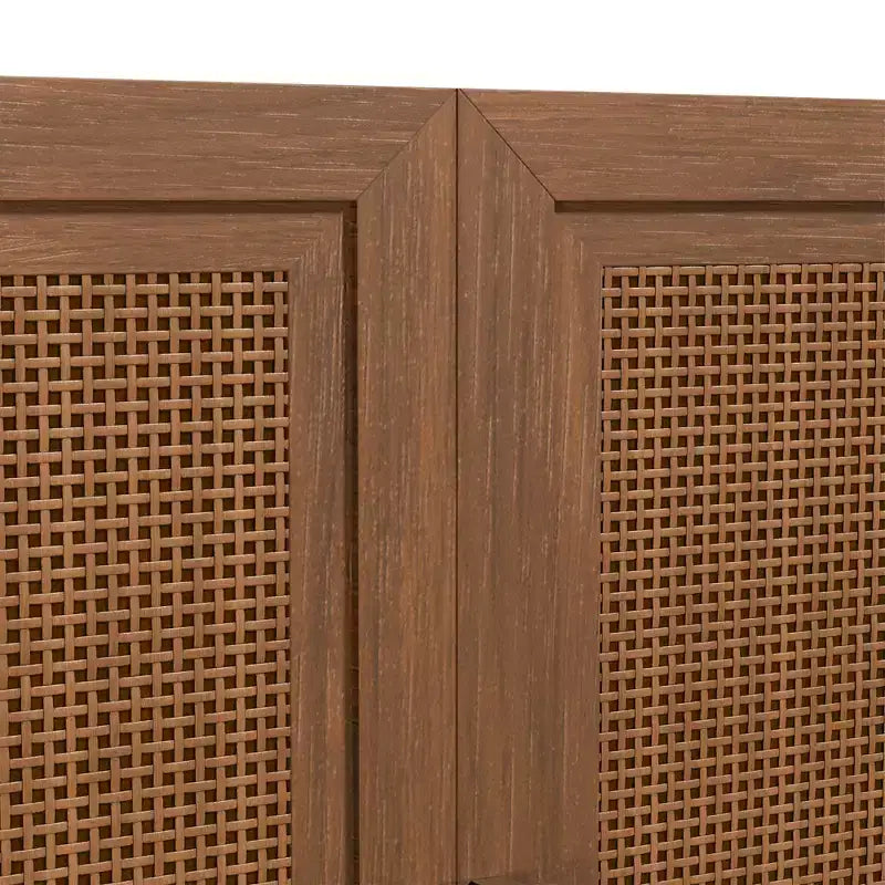 Credenza con ante in rattan a 3 scomparti, armadietto contenitore con ripiani regolabili - 93Lx31H