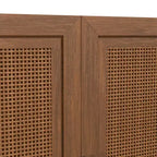 Credenza con ante in rattan a 3 scomparti, armadietto contenitore con ripiani regolabili - 93Lx31H